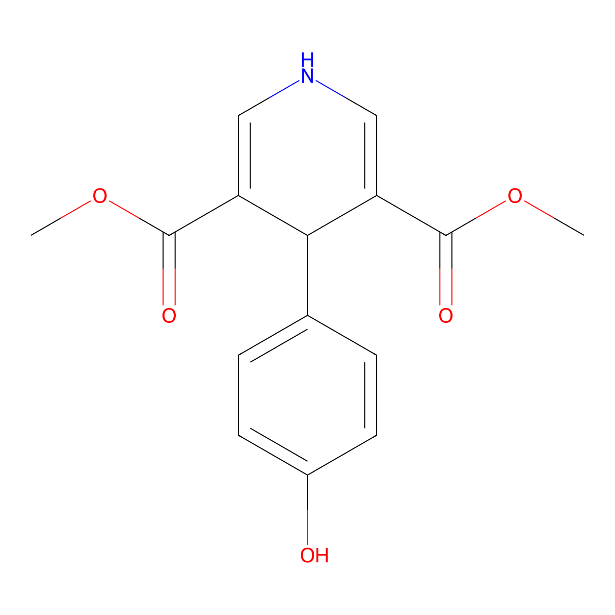 Dimethyl 4-(4-hydroxyphenyl)-1,4-dihydropyridine-3,5-dicarboxylate molecular structure, CAS 56820-29-2