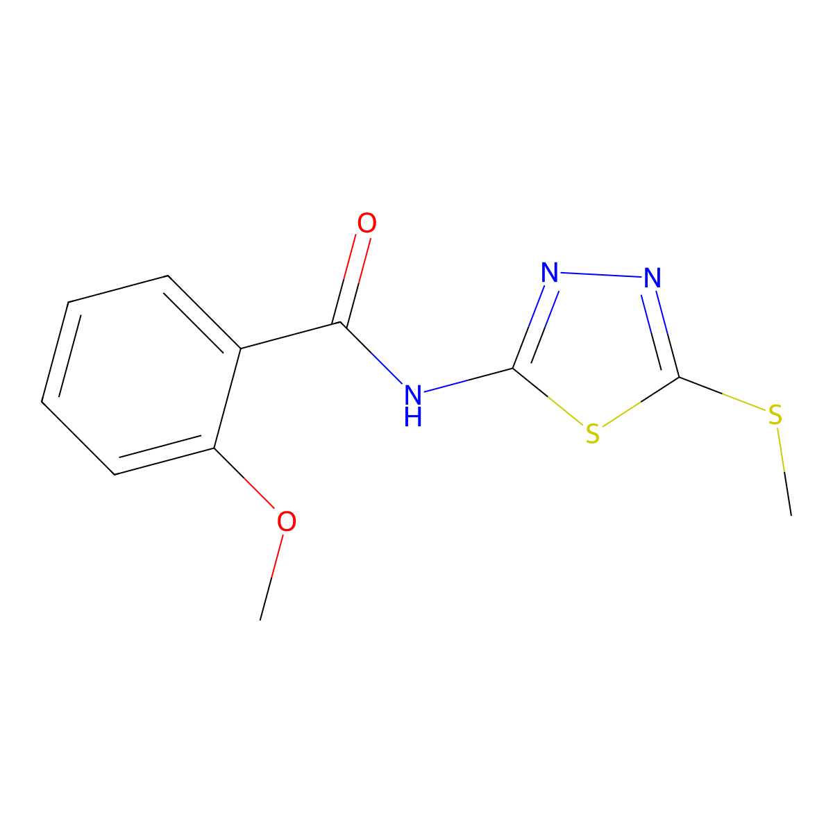 2-methoxy-N-(5-methylsulfanyl-1,3,4-thiadiazol-2-yl)benzamide molecular structure, CAS 56821-22-8