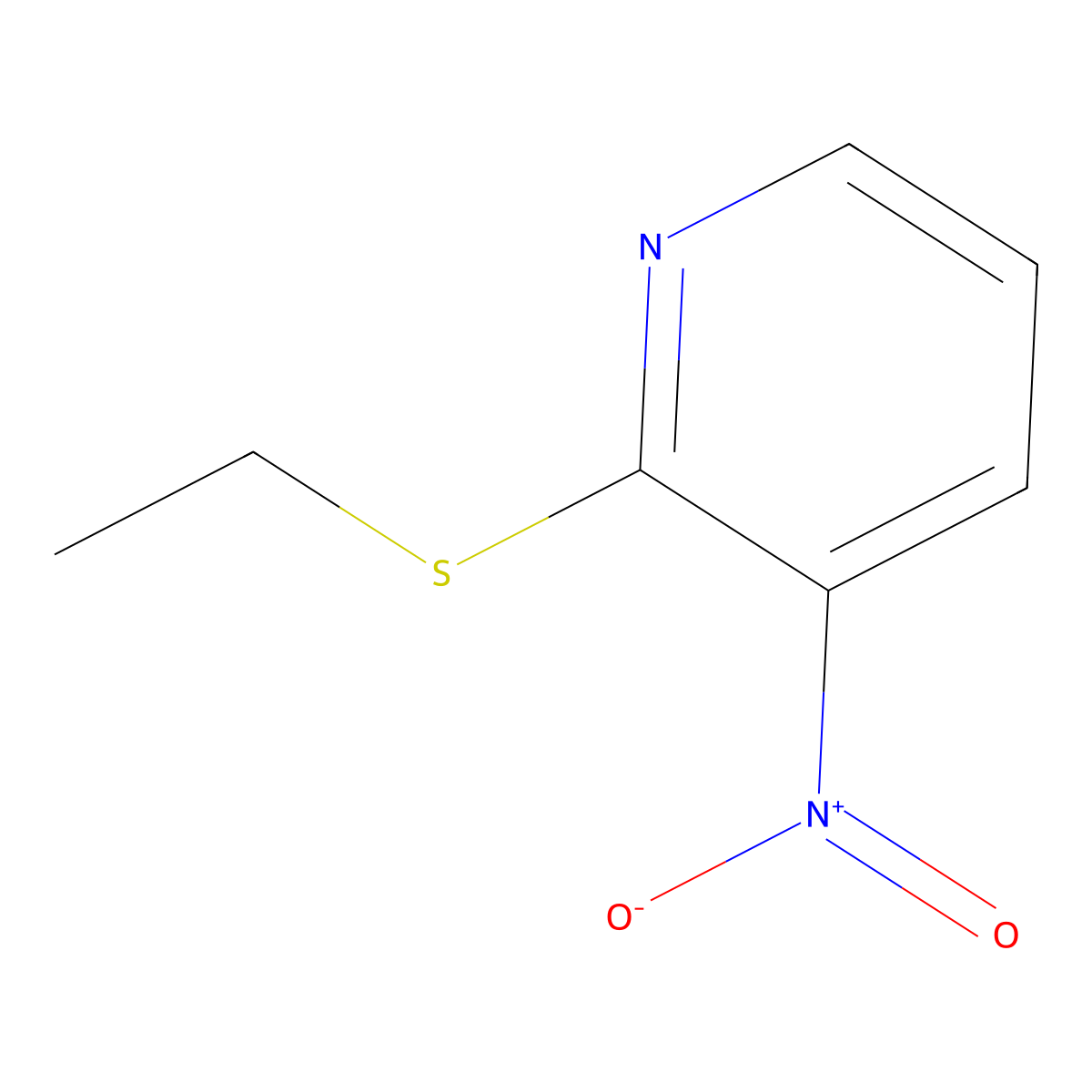 2-Ethylsulfanyl-3-nitropyridine molecular structure, CAS 56825-32-2