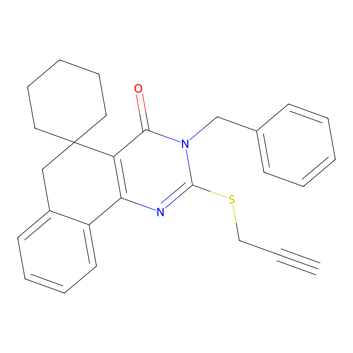 3-benzyl-2-prop-2-ynylsulfanylspiro[6H-benzo[h]quinazoline-5,1'-cyclohexane]-4-one molecular structure, CAS 5683-18-1