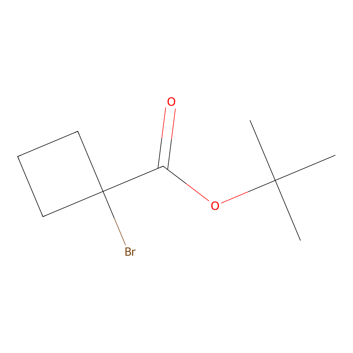Tert-butyl 1-bromocyclobutane-1-carboxylate molecular structure, CAS 56834-37-8