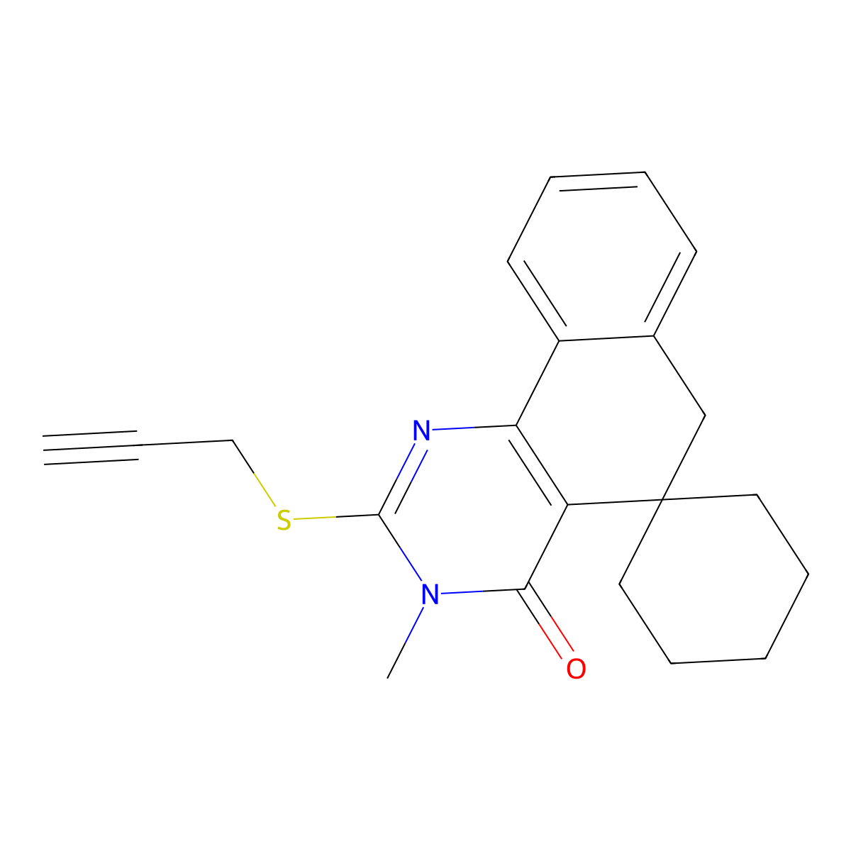 3-methyl-2-prop-2-ynylsulfanylspiro[6H-benzo[h]quinazoline-5,1'-cyclohexane]-4-one molecular structure, CAS 5684-07-1