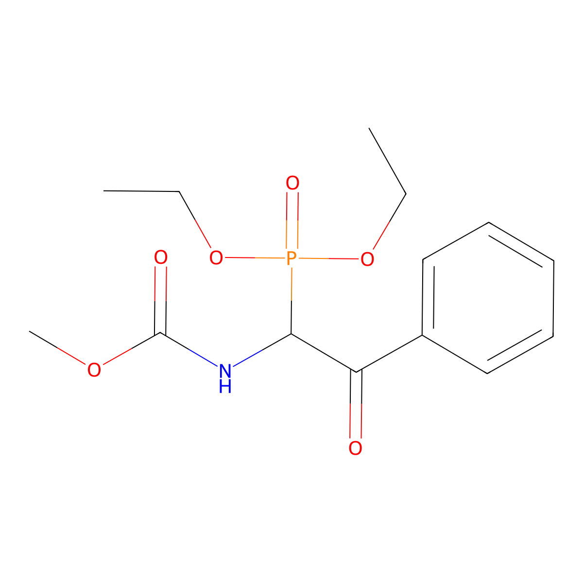 methyl N-[(1S)-1-diethoxyphosphoryl-2-oxo-2-phenylethyl]carbamate molecular structure, CAS 56848-82-9