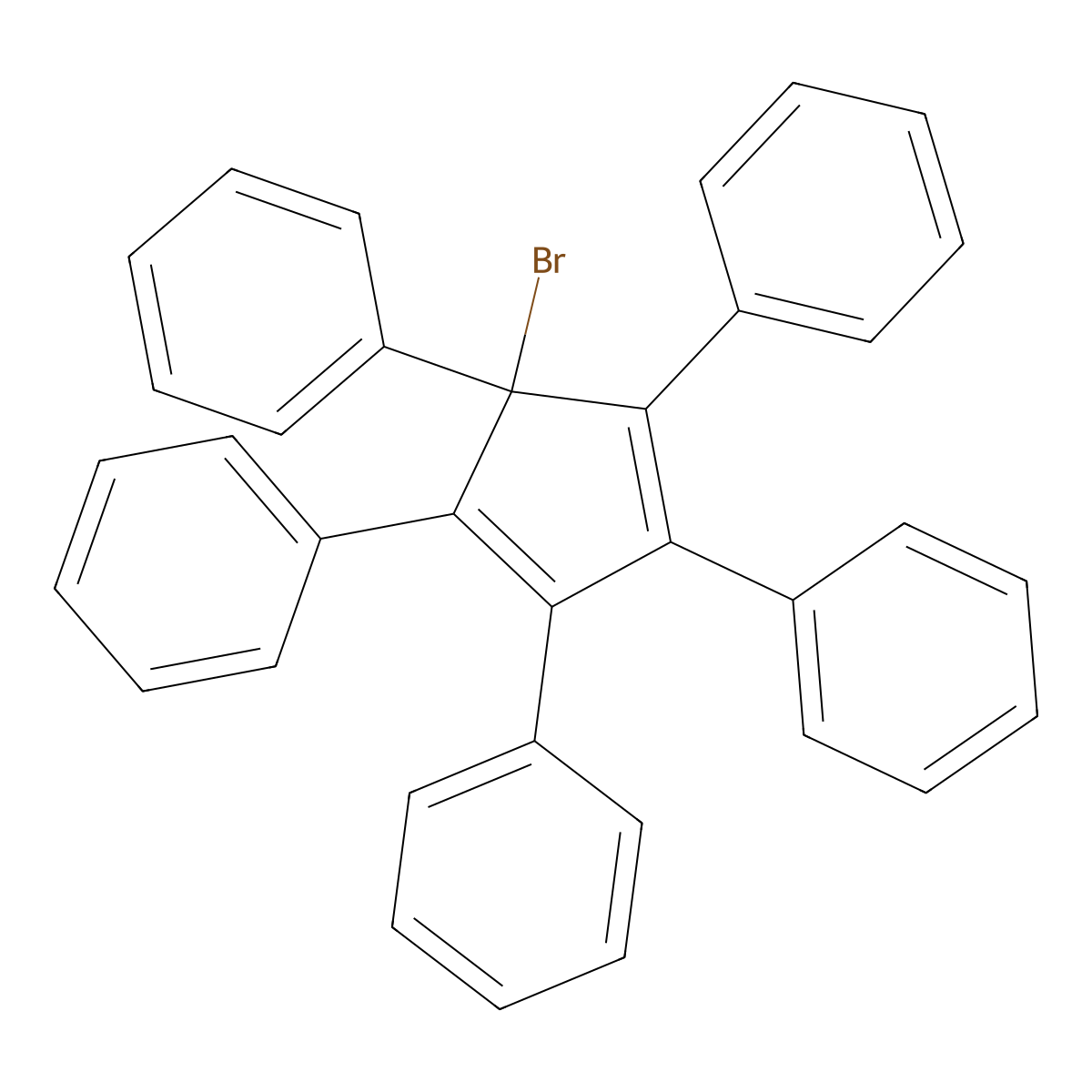 5-Bromo-1,2,3,4,5-pentaphenyl-1,3-cyclopentadiene molecular structure, CAS 56849-84-4