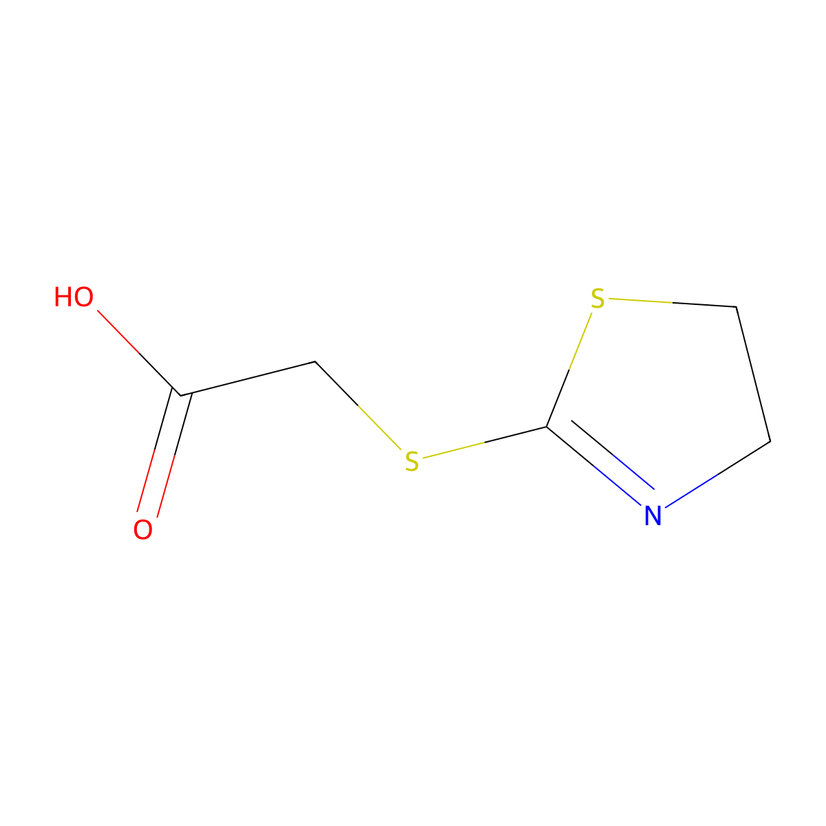 (4,5-Dihydro-thiazol-2-ylsulfanyl)-acetic acid molecular structure, CAS 5685-15-4