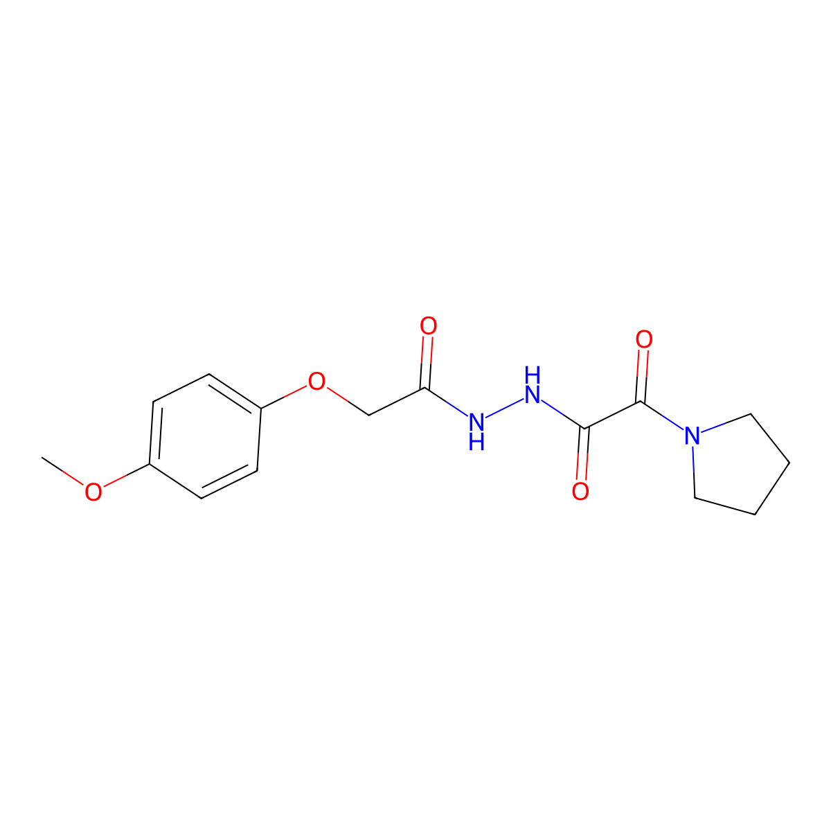 N'-[(4-methoxyphenoxy)acetyl]-2-oxo-2-(pyrrolidin-1-yl)acetohydrazide molecular structure, CAS 5685-30-3