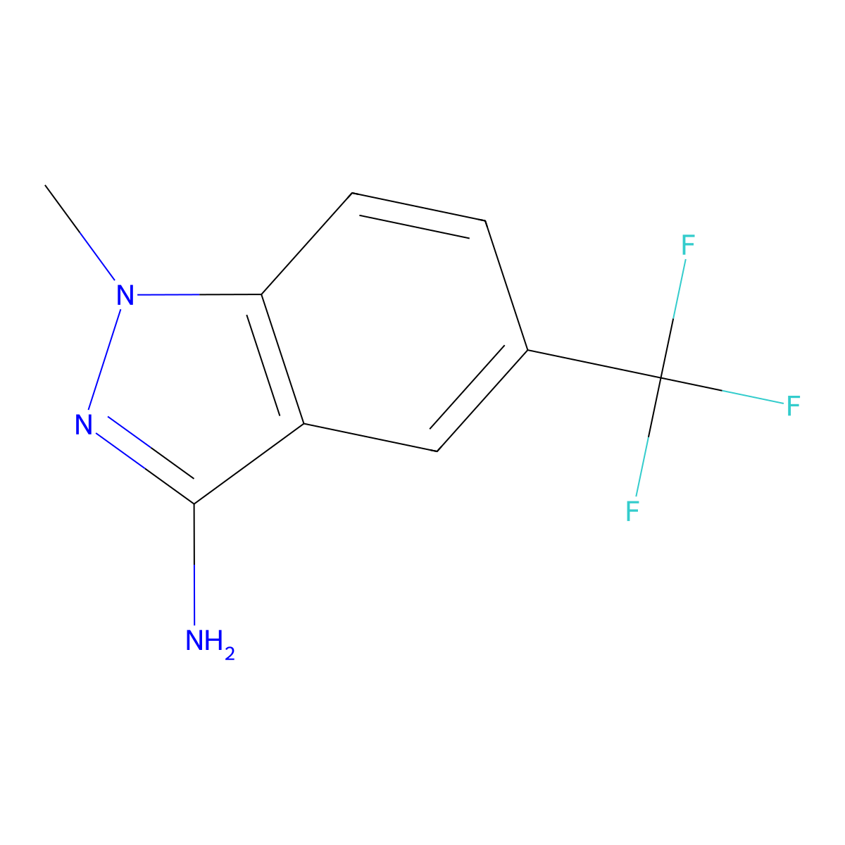 1-Methyl-5-(trifluoromethyl)-1H-indazol-3-amine molecular structure, CAS 5685-69-8