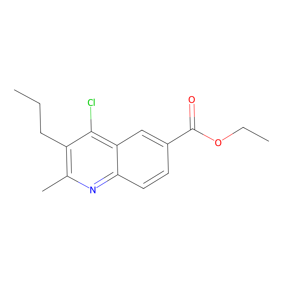 Ethyl 4-chloro-2-methyl-3-propylquinoline-6-carboxylate molecular structure, CAS 5685-70-1