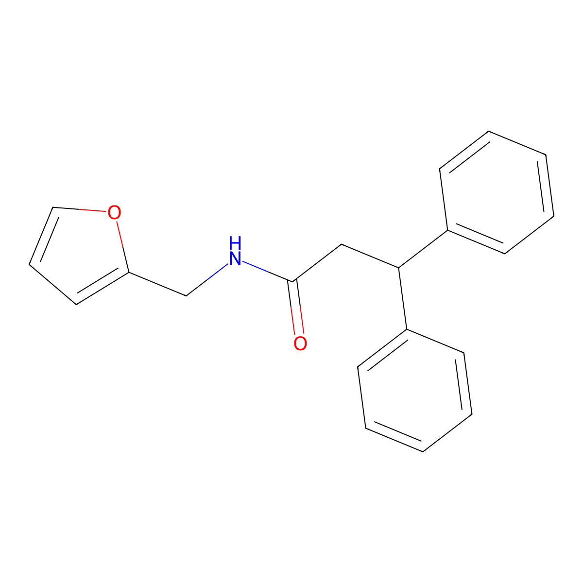 N-(furan-2-ylmethyl)-3,3-diphenylpropanamide molecular structure, CAS 5685-82-5