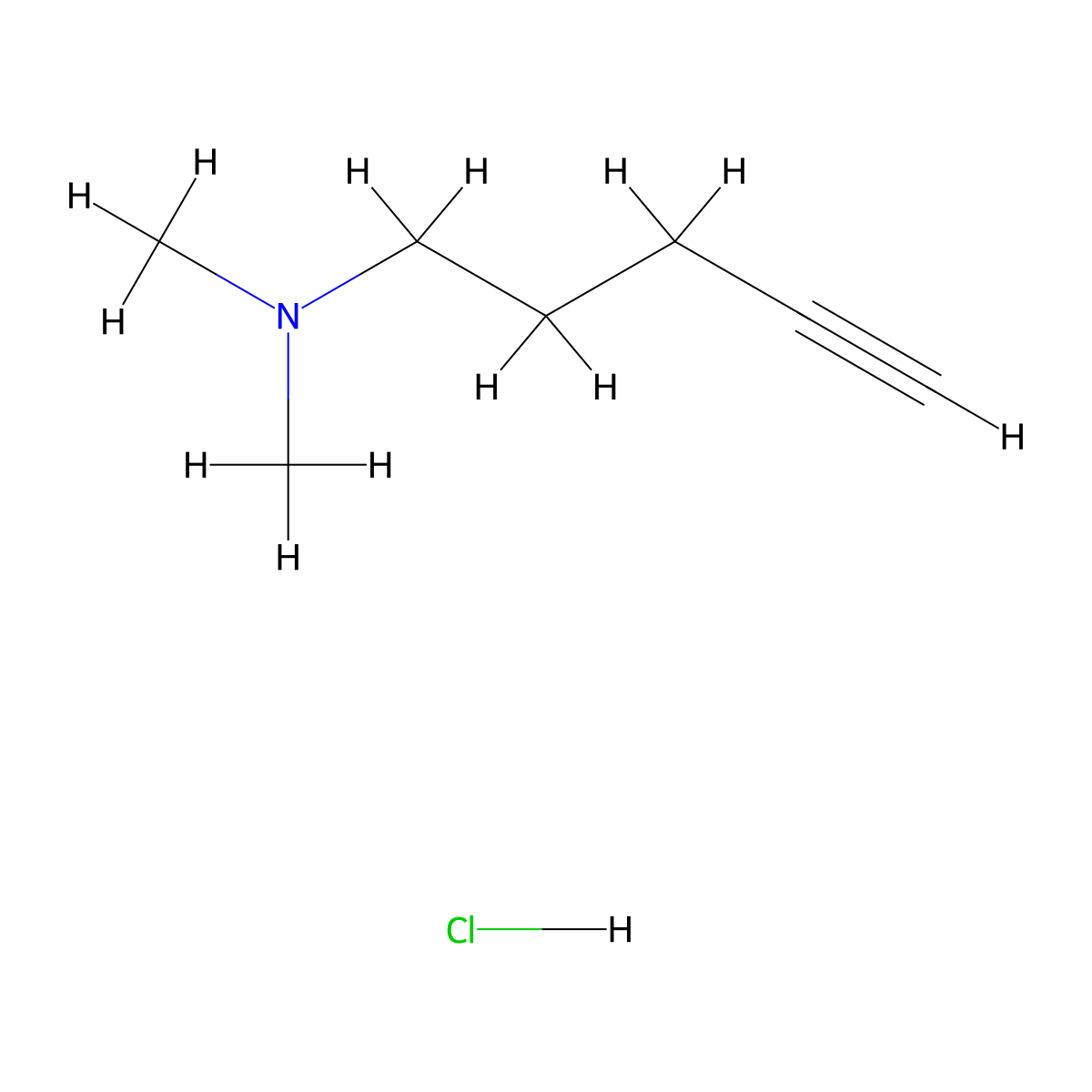 Dimethyl(pent-4-yn-1-yl)amine hydrochloride molecular structure, CAS 56850-01-2