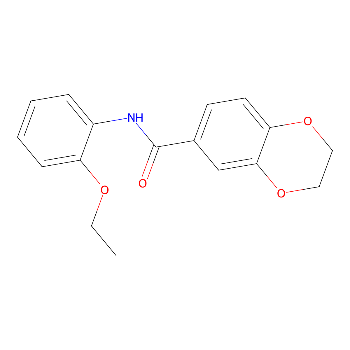 N-(2-ethoxyphenyl)-2,3-dihydro-1,4-benzodioxine-6-carboxamide molecular structure, CAS 568528-39-2