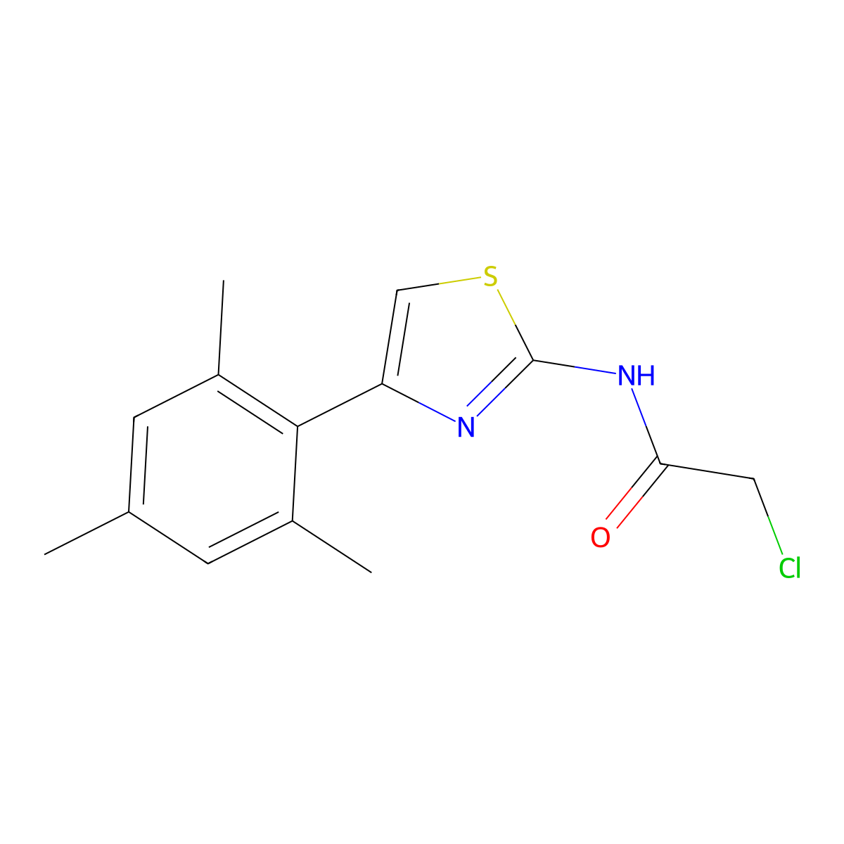 2-chloro-N-[4-(2,4,6-trimethylphenyl)-1,3-thiazol-2-yl]acetamide molecular structure, CAS 568543-62-4