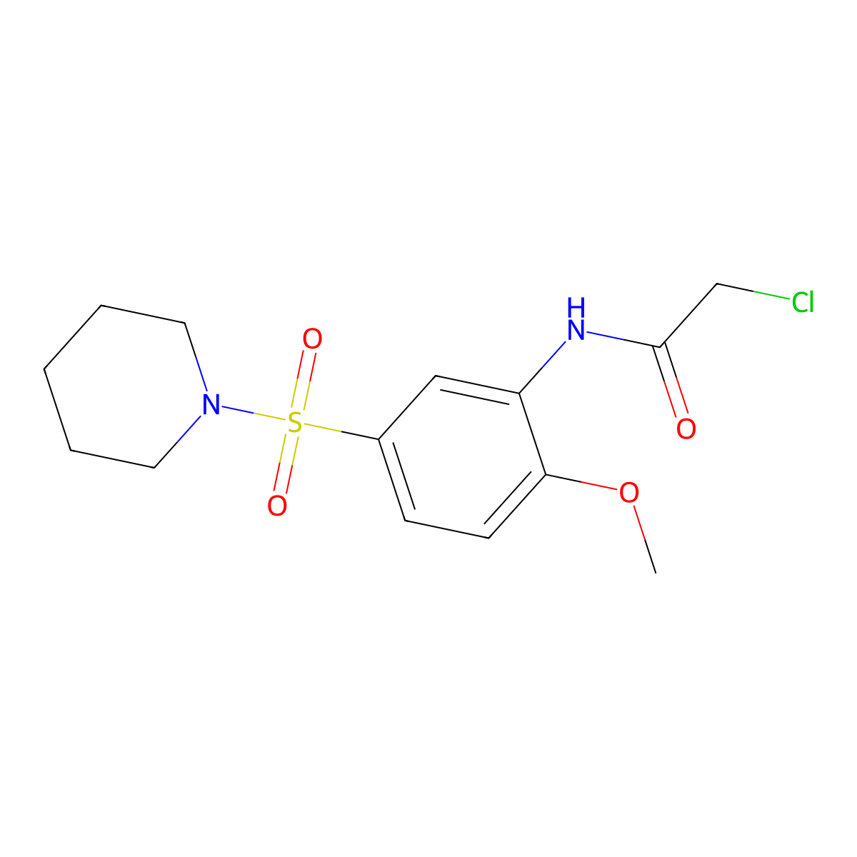 2-chloro-N-[2-methoxy-5-(piperidine-1-sulfonyl)phenyl]acetamide molecular structure, CAS 568543-70-4