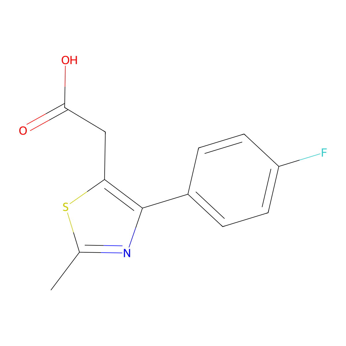 2-(4-(4-Fluorophenyl)-2-methylthiazol-5-yl)acetic acid molecular structure, CAS 568543-71-5