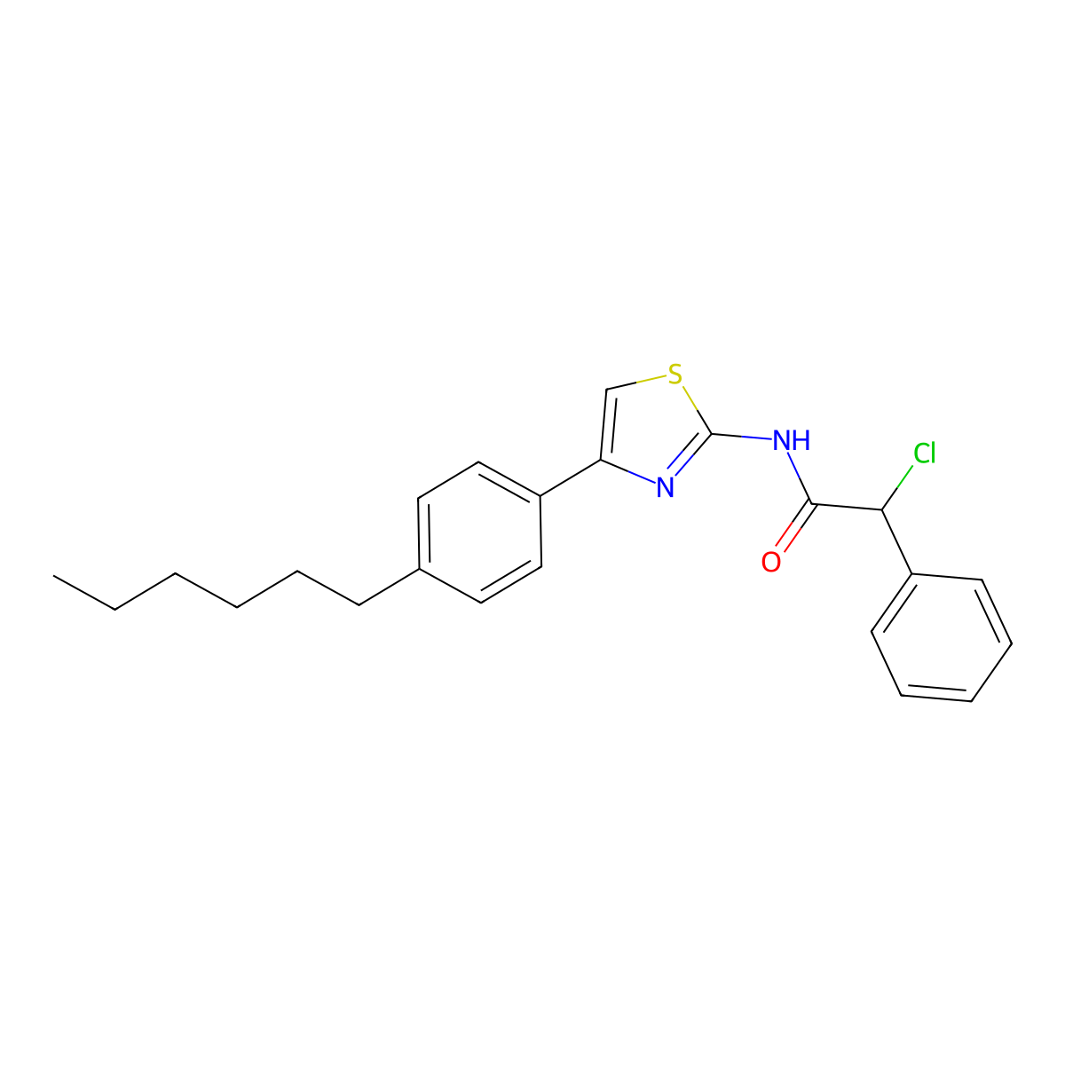 2-chloro-N-[4-(4-hexylphenyl)-1,3-thiazol-2-yl]-2-phenylacetamide molecular structure, CAS 568543-94-2