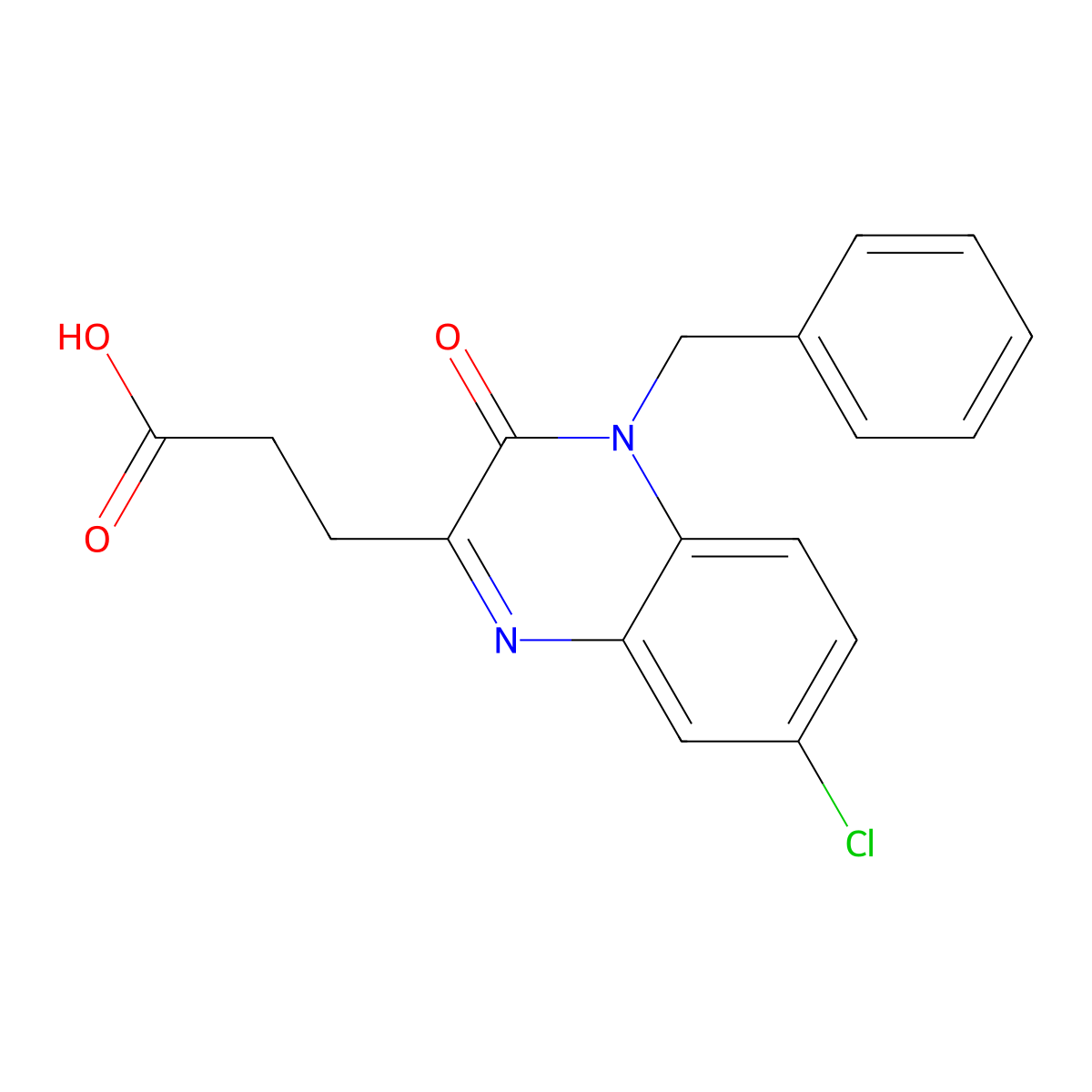 7-Chloro-3,4-dihydro-3-oxo-4-(phenylmethyl)-2-quinoxalinepropanoic acid molecular structure, CAS 568543-95-3