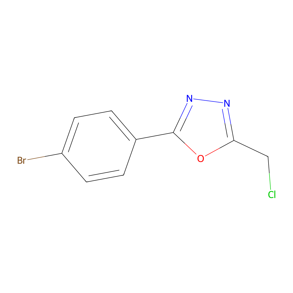 2-(4-Bromophenyl)-5-(chloromethyl)-1,3,4-oxadiazole molecular structure, CAS 568544-04-7