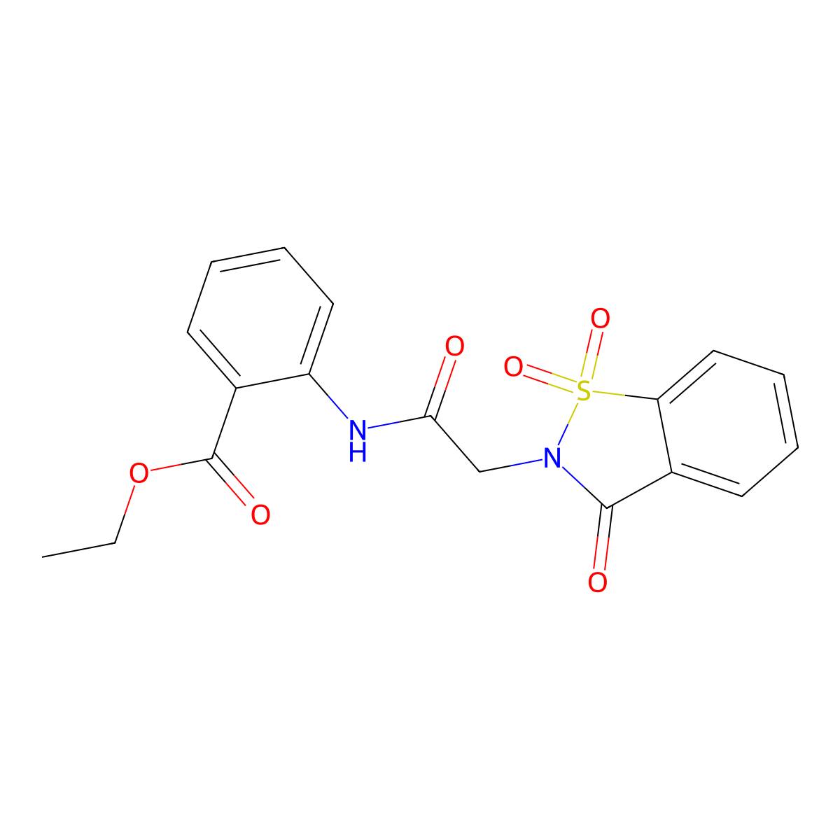 ethyl 2-{[(1,1-dioxido-3-oxo-1,2-benzisothiazol-2(3H)-yl)acetyl]amino}benzoate molecular structure, CAS 568548-32-3