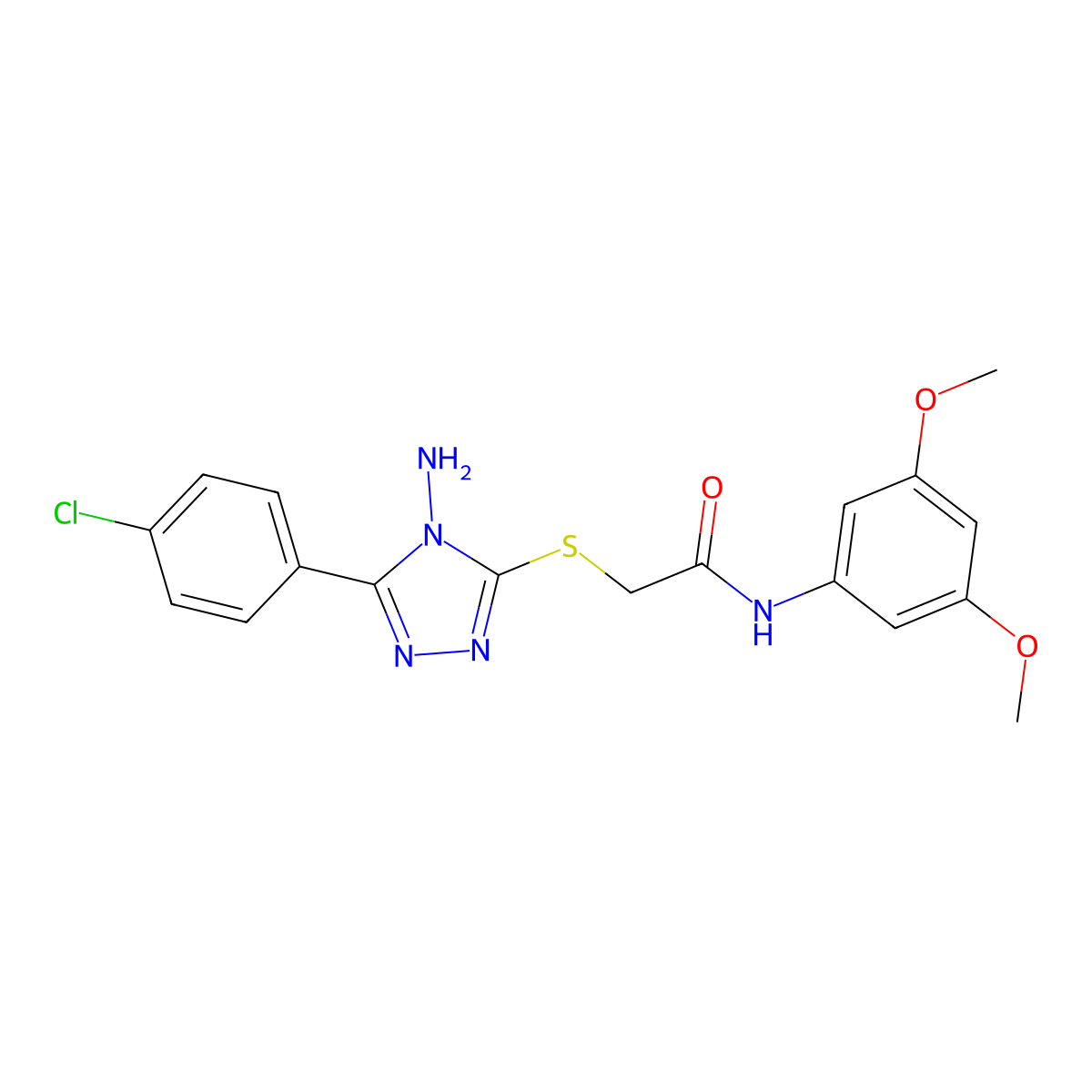 2-((4-Amino-5-(4-CL-PH)-4H-1,2,4-triazol-3-YL)thio)N-(3,5-dimethoxy-PH)acetamide molecular structure, CAS 568548-60-7