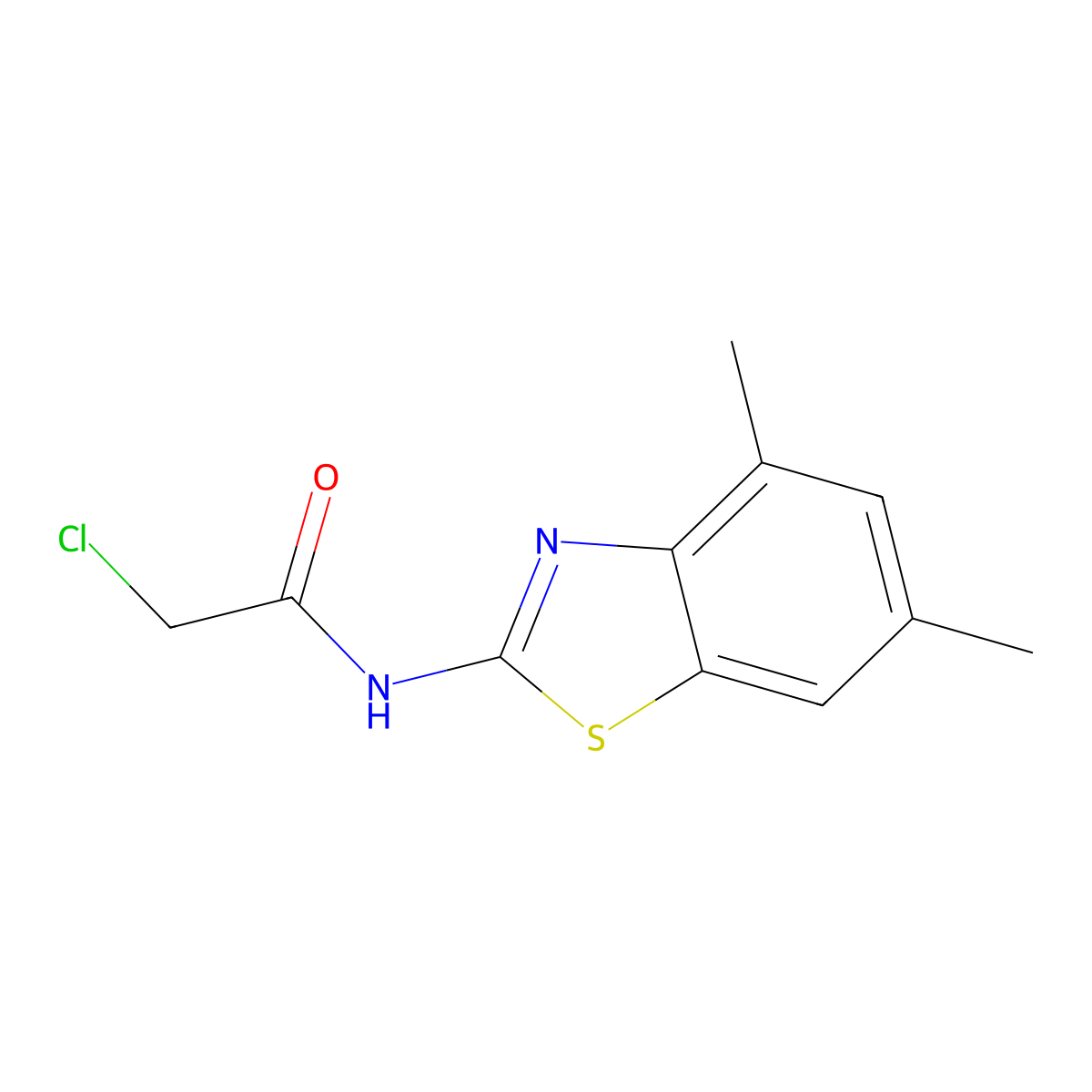 2-chloro-N-(4,6-dimethyl-1,3-benzothiazol-2-yl)acetamide molecular structure, CAS 568551-21-3
