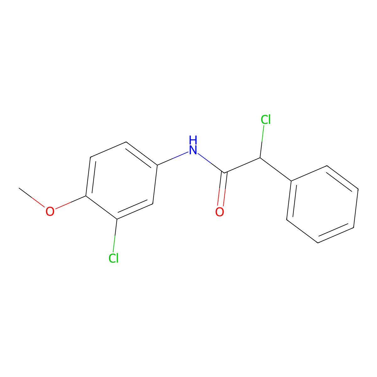 2-chloro-N-(3-chloro-4-methoxyphenyl)-2-phenylacetamide molecular structure, CAS 568551-22-4