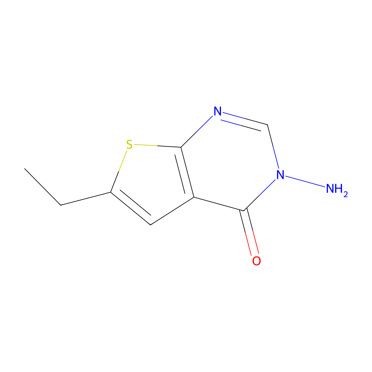 3-amino-6-ethyl-3H,4H-thieno[2,3-d]pyrimidin-4-one molecular structure, CAS 568551-23-5