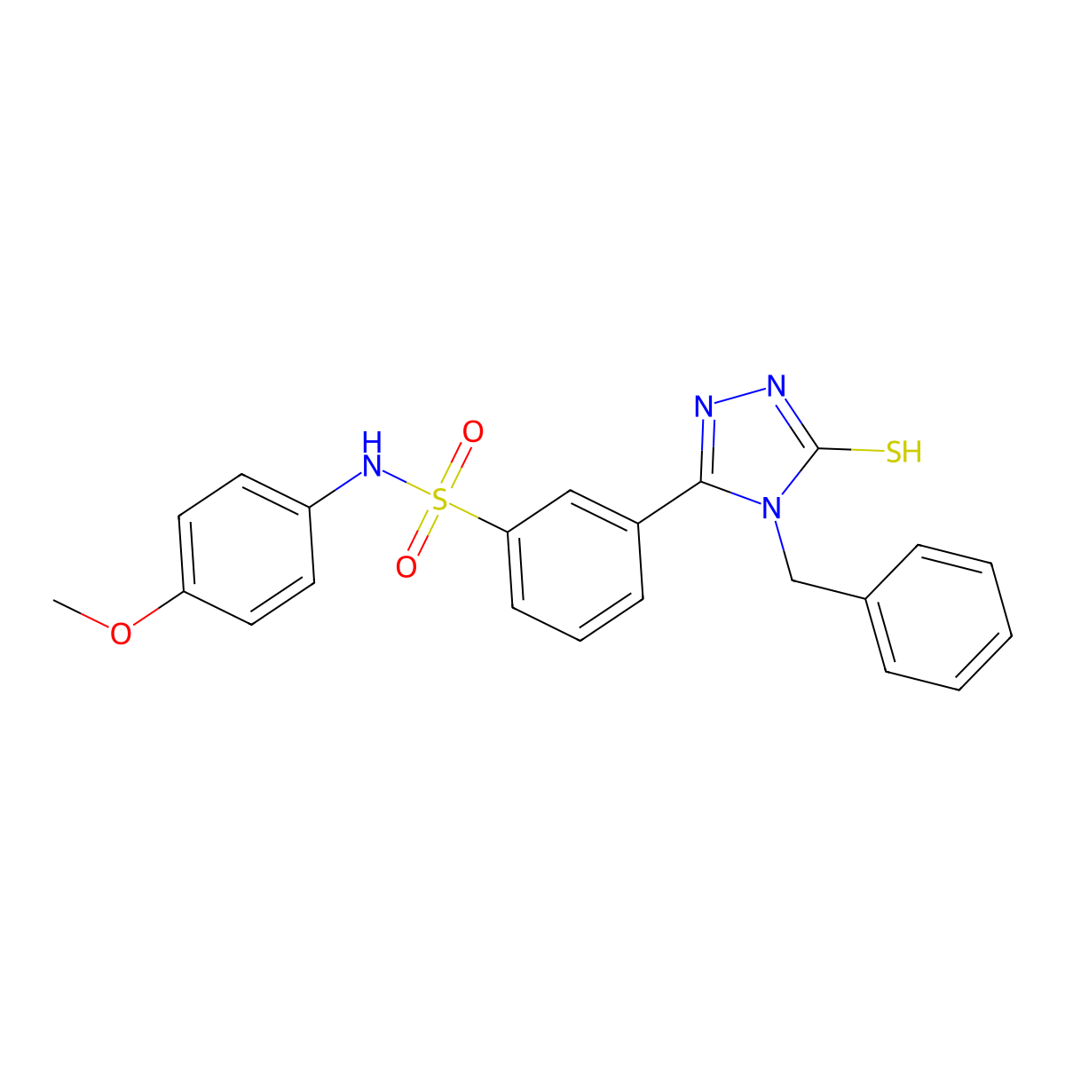 3-(4-benzyl-5-sulfanyl-4H-1,2,4-triazol-3-yl)-N-(4-methoxyphenyl)benzene-1-sulfonamide molecular structure, CAS 568551-27-9