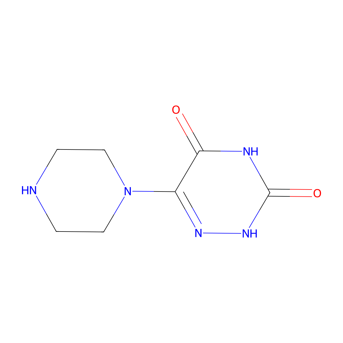 6-(Piperazin-1-yl)-2,3,4,5-tetrahydro-1,2,4-triazine-3,5-dione molecular structure, CAS 568551-31-5