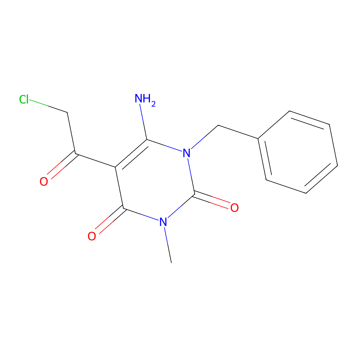 6-Amino-1-benzyl-5-(2-chloroacetyl)-3-methyl-1,2,3,4-tetrahydropyrimidine-2,4-dione molecular structure, CAS 568551-32-6