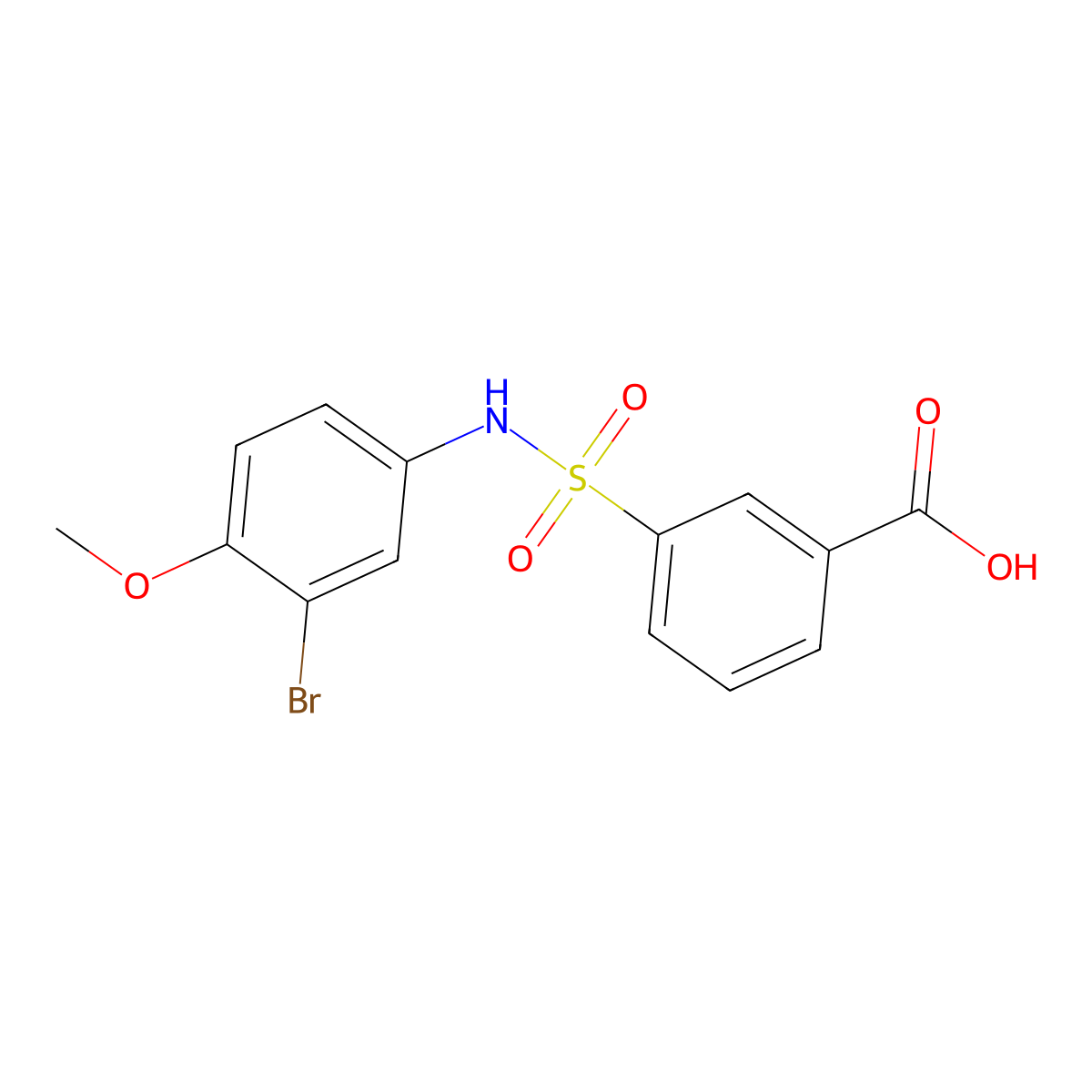 3-[(3-Bromo-4-methoxyphenyl)sulfamoyl]benzoic acid molecular structure, CAS 568551-62-2
