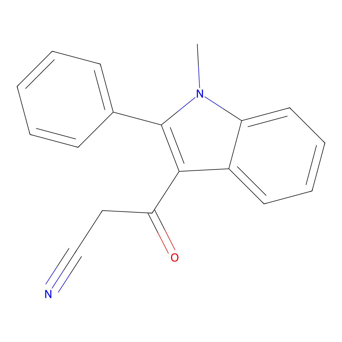3-(1-methyl-2-phenyl-1H-indol-3-yl)-3-oxopropanenitrile molecular structure, CAS 568553-08-2