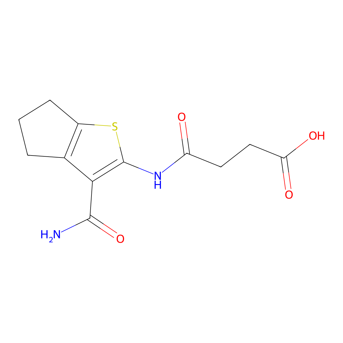 3-({3-carbamoyl-4H,5H,6H-cyclopenta[b]thiophen-2-yl}carbamoyl)propanoic acid molecular structure, CAS 568553-40-2