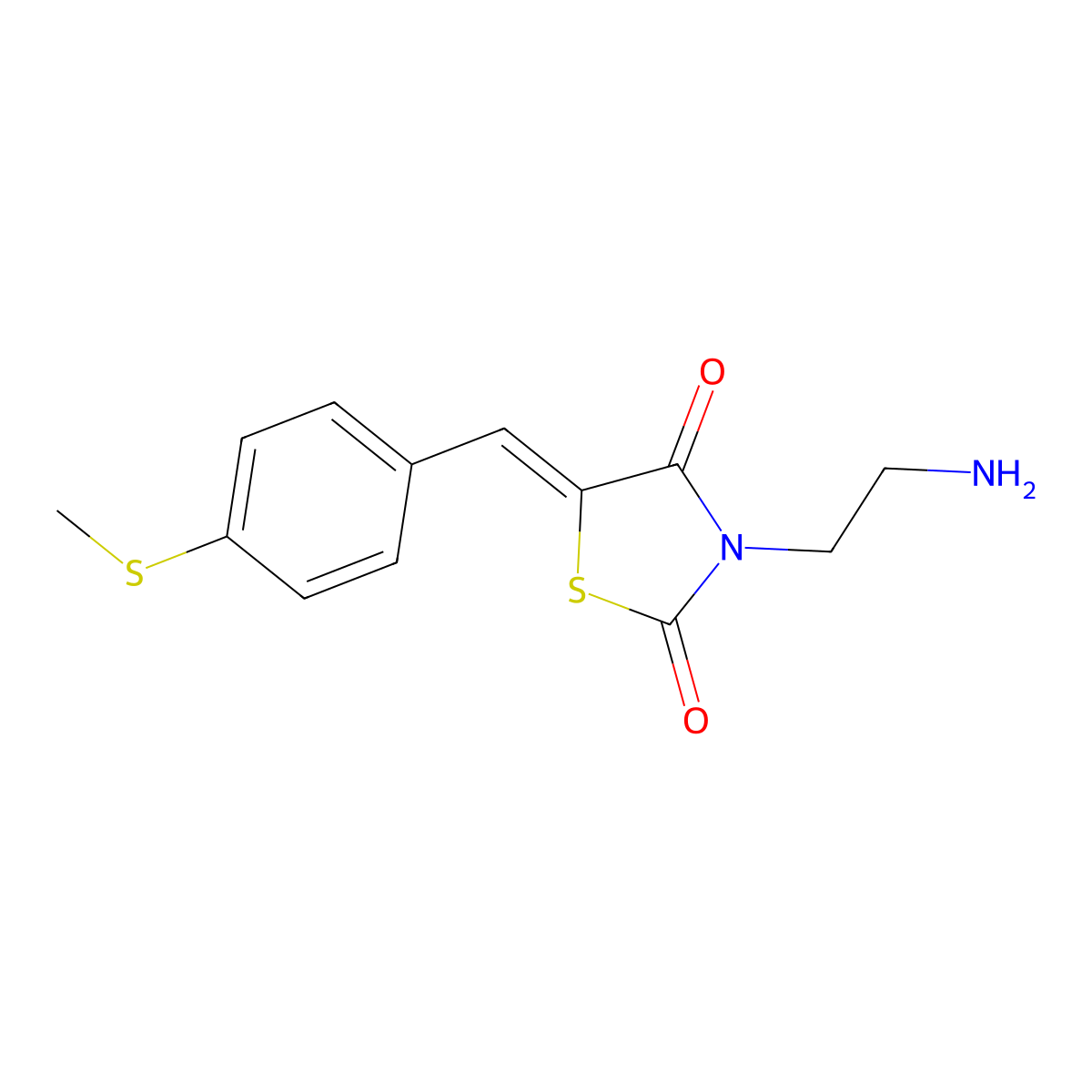 3-(2-Aminoethyl)-5-{[4-(methylsulfanyl)phenyl]methylidene}-1,3-thiazolidine-2,4-dione molecular structure, CAS 568554-01-8