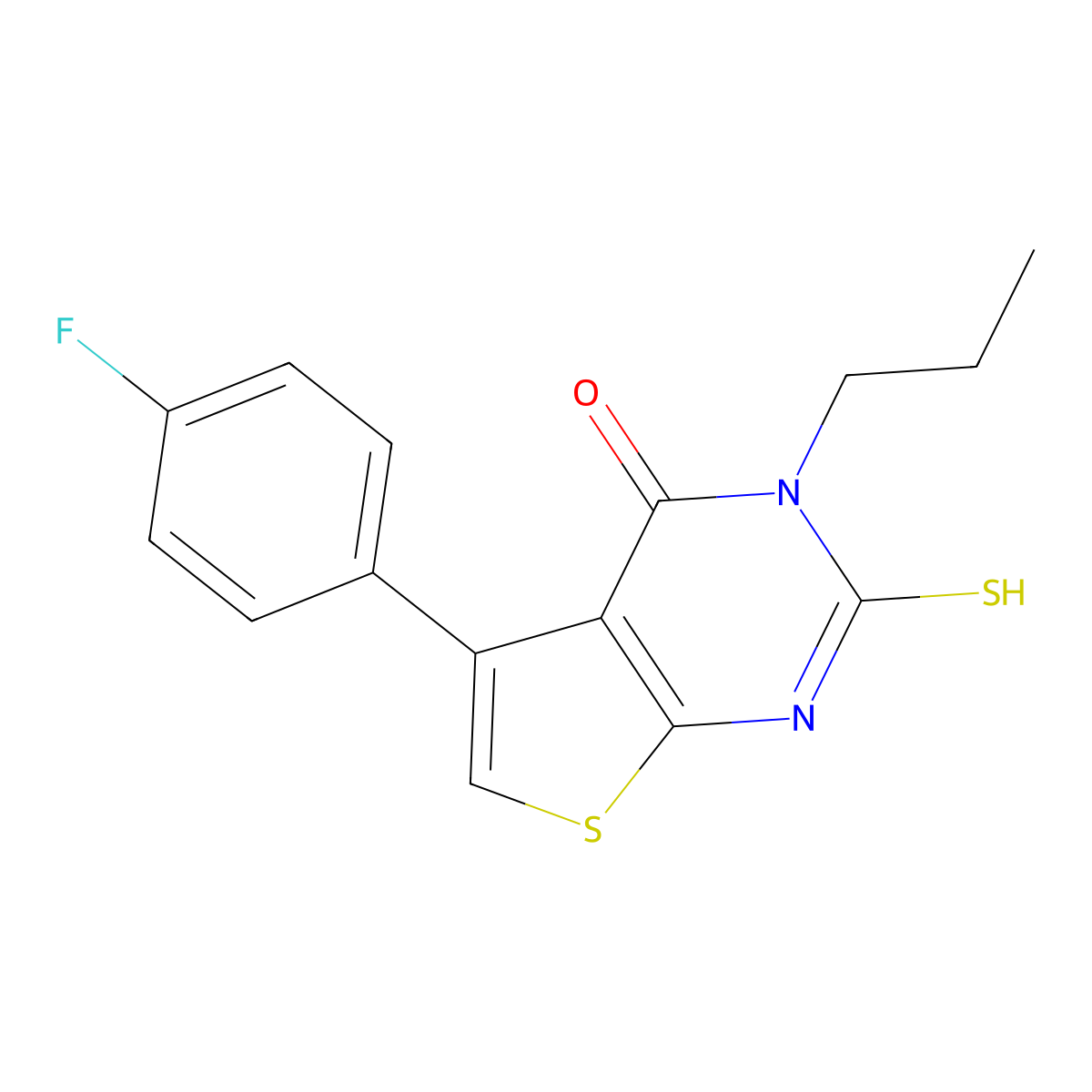 5-(4-fluorophenyl)-3-propyl-2-sulfanyl-3H,4H-thieno[2,3-d]pyrimidin-4-one molecular structure, CAS 568555-37-3