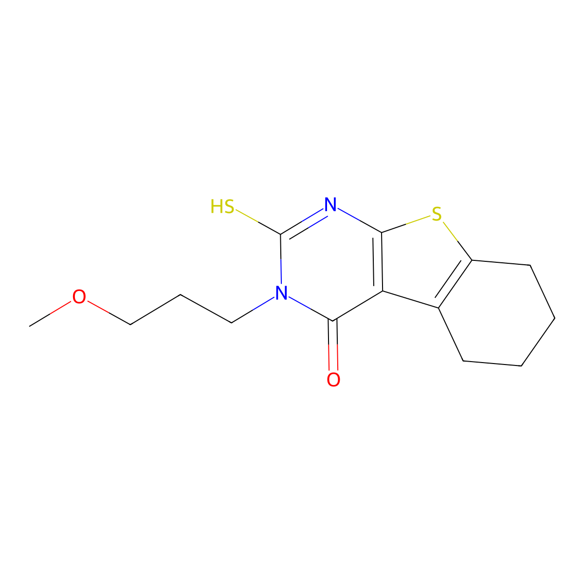 4-(3-Methoxypropyl)-5-sulfanyl-8-thia-4,6-diazatricyclo[7.4.0.0,2,7]trideca-1(9),2(7),5-trien-3-one molecular structure, CAS 568555-38-4