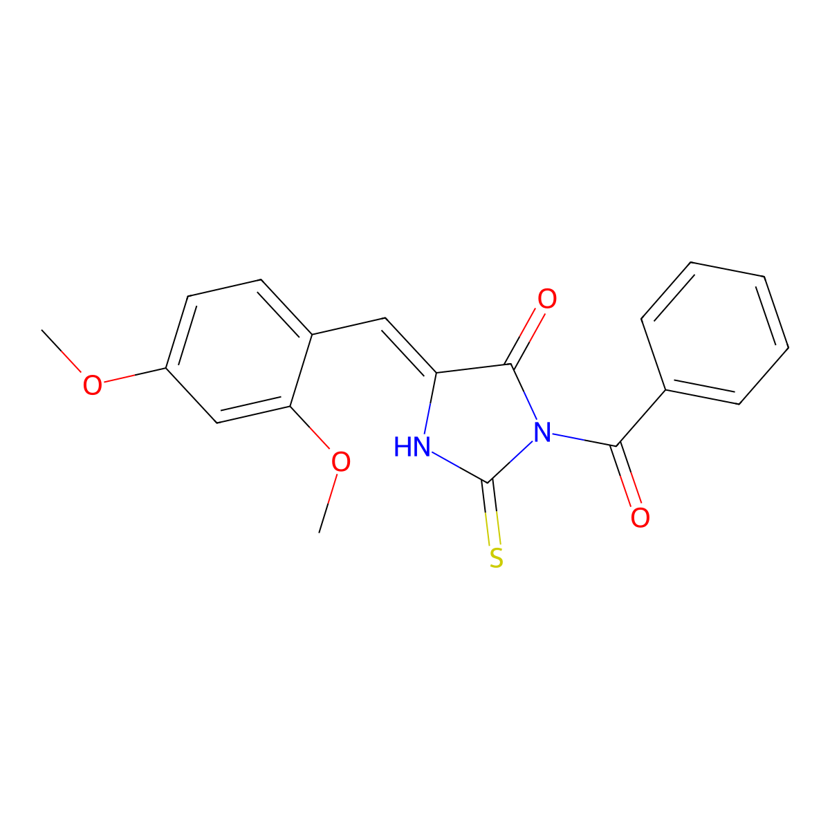 3-Benzoyl-5-[(2,4-dimethoxyphenyl)methylidene]-2-sulfanylideneimidazolidin-4-one molecular structure, CAS 568555-54-4