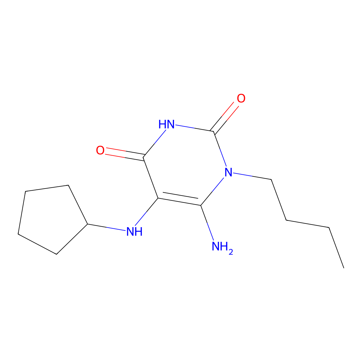 6-Amino-1-Butyl-5-(Cyclopentylamino)pyrimidine-2,4(1h,3h)-Dione molecular structure, CAS 568555-61-3