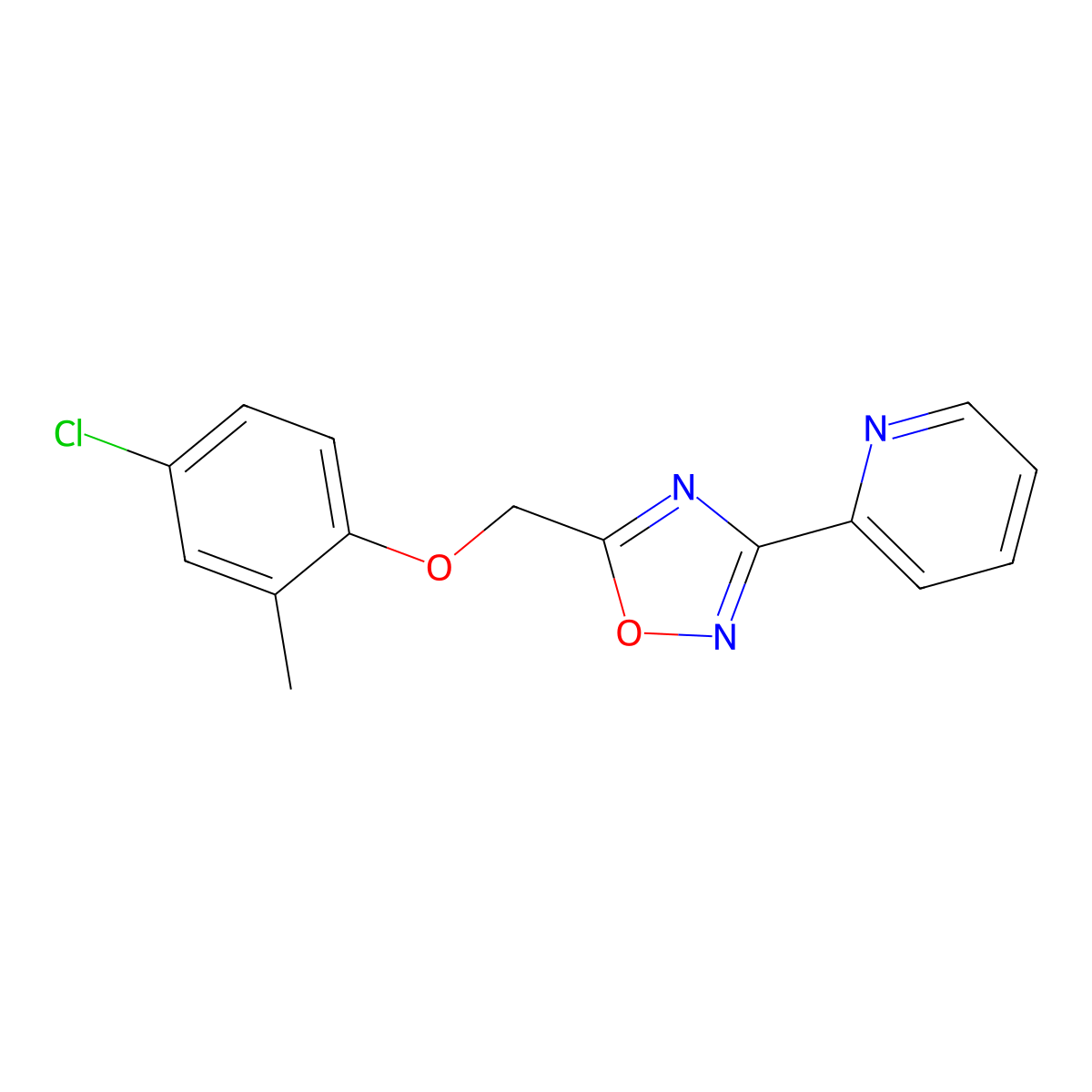 5-[(4-Chloro-2-methylphenoxy)methyl]-3-pyridin-2-yl-1,2,4-oxadiazole molecular structure, CAS 568555-72-6