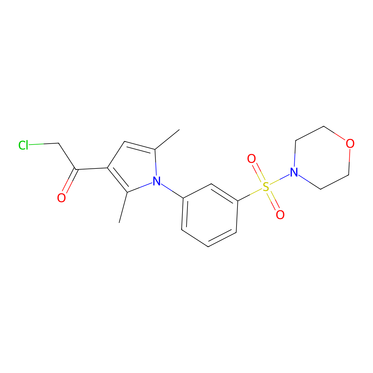 2-chloro-1-{2,5-dimethyl-1-[3-(morpholine-4-sulfonyl)phenyl]-1H-pyrrol-3-yl}ethan-1-one molecular structure, CAS 568555-78-2