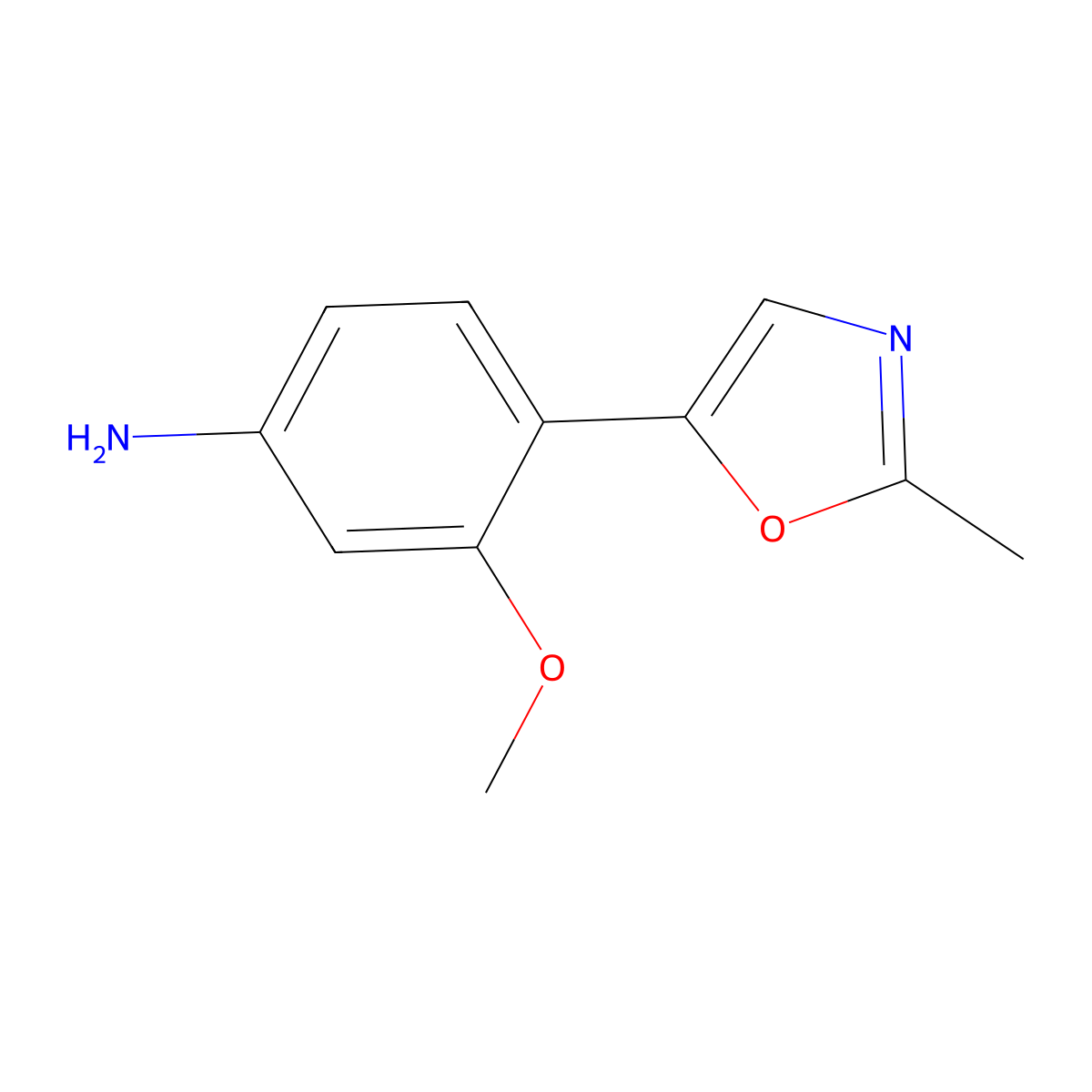 3-Methoxy-4-(2-methyloxazol-5-yl)benzenamine molecular structure, CAS 568556-28-5