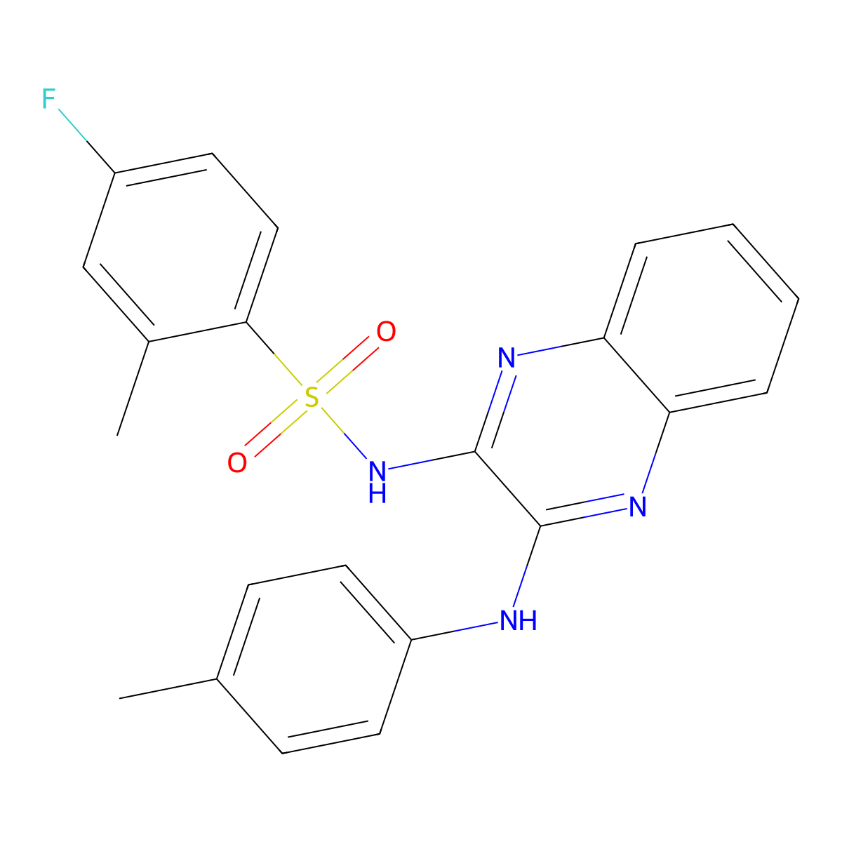 4-fluoro-2-methyl-N-{3-[(4-methylphenyl)amino]quinoxalin-2-yl}benzene-1-sulfonamide molecular structure, CAS 568557-20-0
