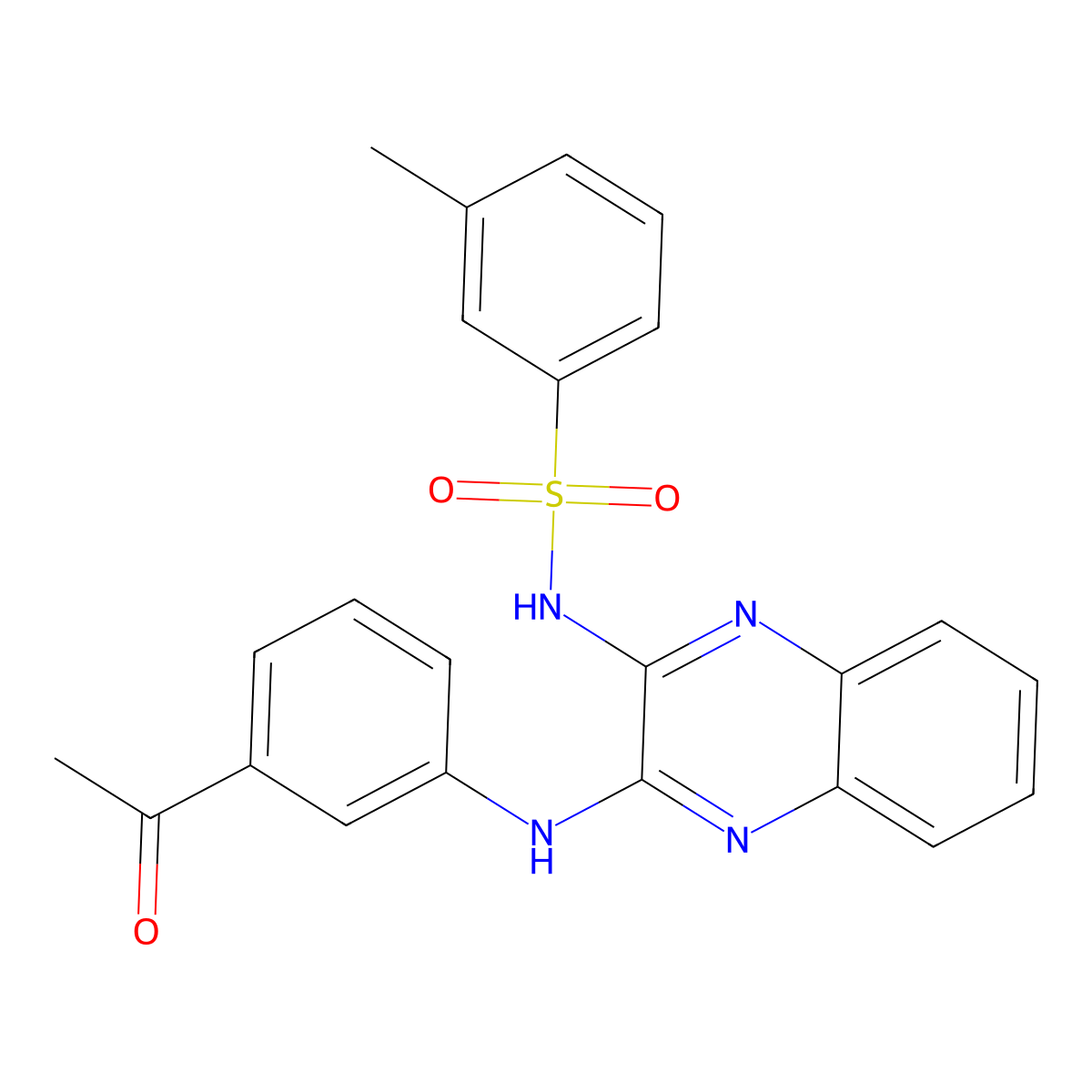 N-(3-((3-acetylphenyl)amino)quinoxalin-2-yl)-3-methylbenzenesulfonamide molecular structure, CAS 568557-23-3