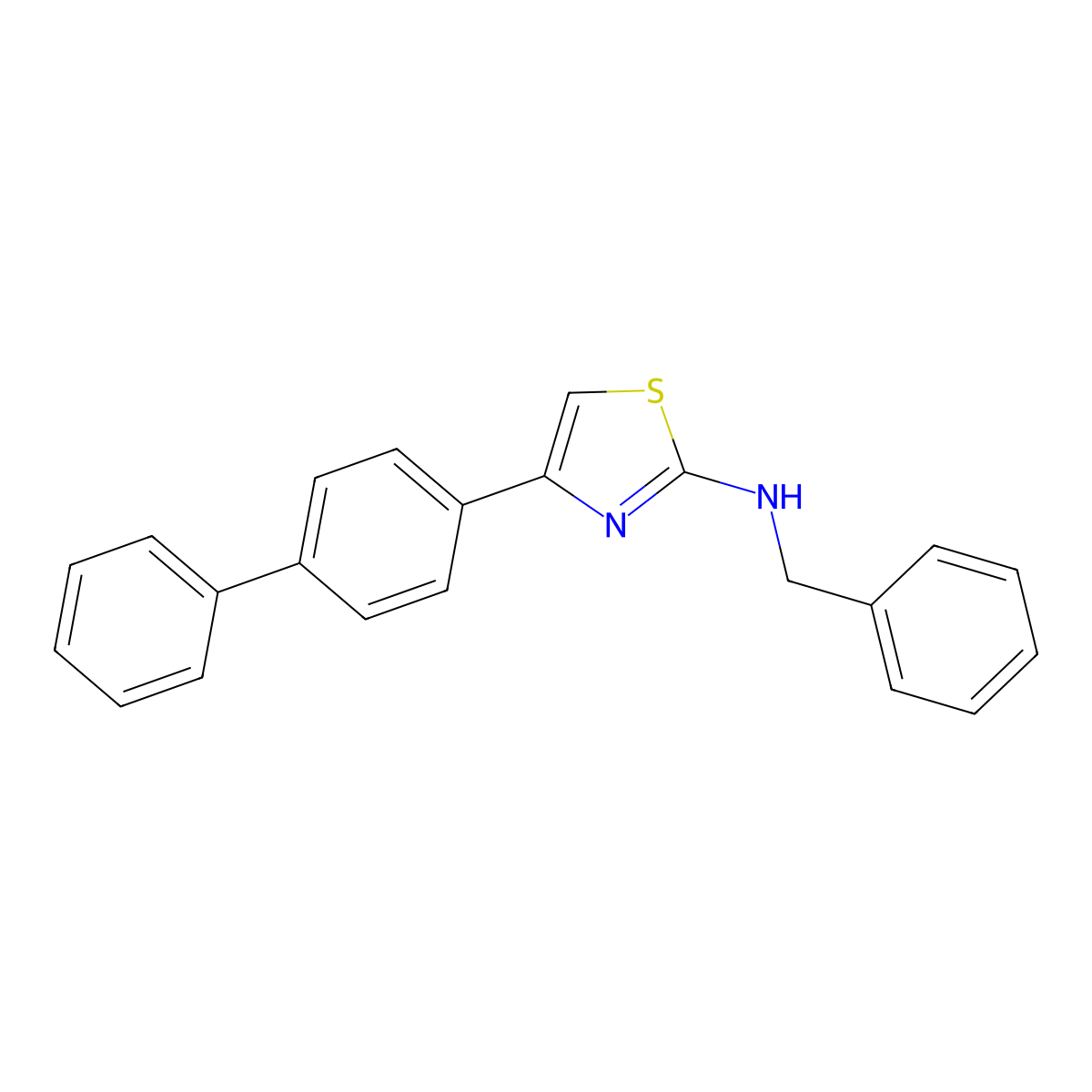 N-benzyl-4-(4-phenylphenyl)-1,3-thiazol-2-amine molecular structure, CAS 568557-45-9
