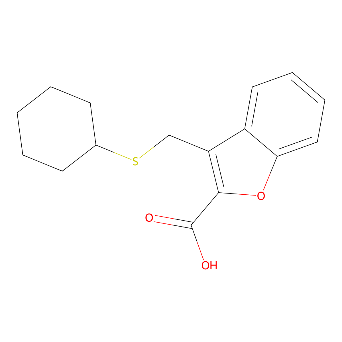 3-[(Cyclohexylsulfanyl)methyl]-1-benzofuran-2-carboxylic acid molecular structure, CAS 568559-40-0