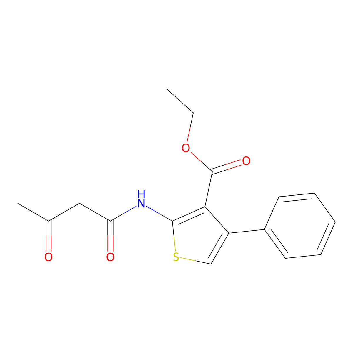 Ethyl 2-(3-oxobutanamido)-4-phenylthiophene-3-carboxylate molecular structure, CAS 568559-93-3