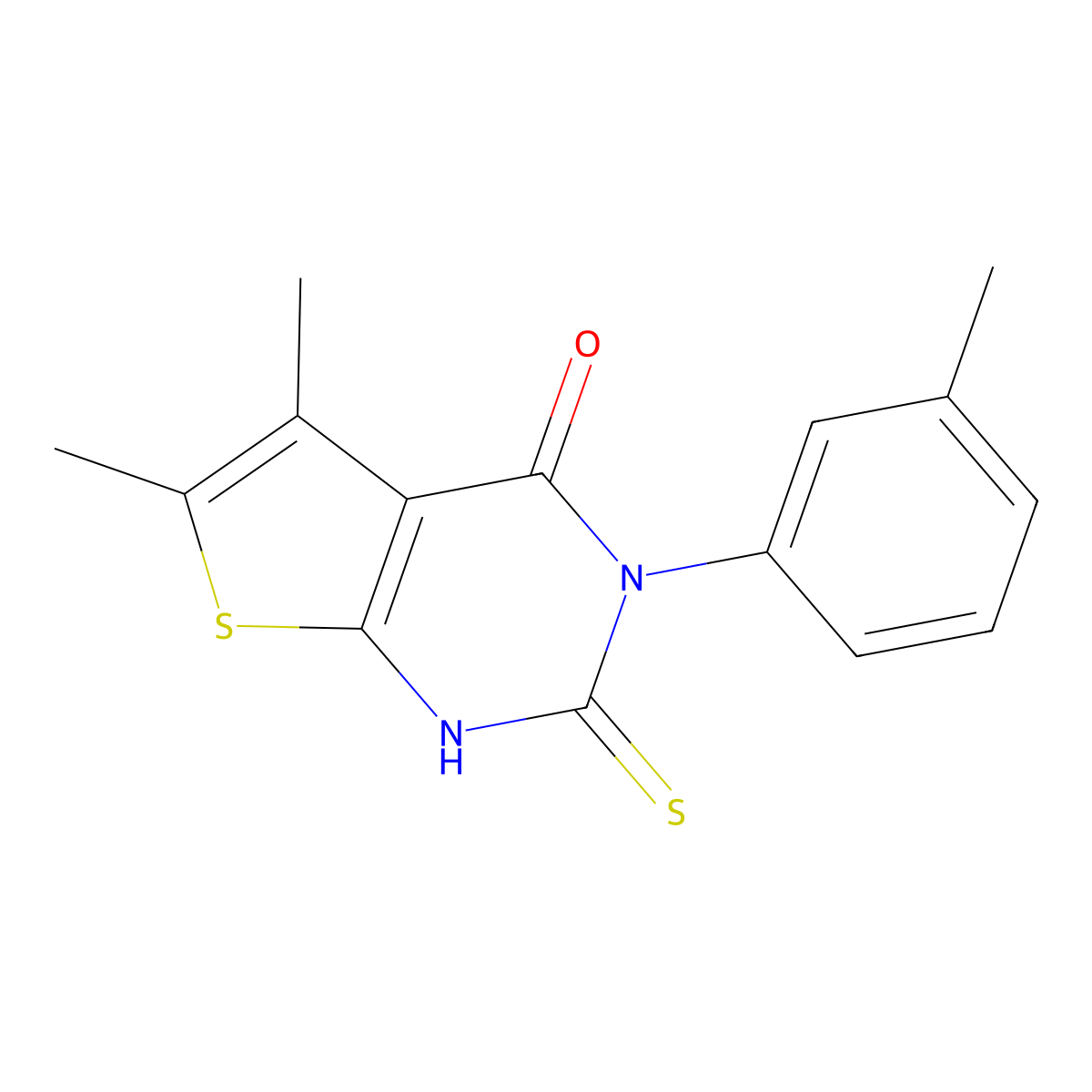 5,6-dimethyl-3-(3-methylphenyl)-2-sulfanyl-3H,4H-thieno[2,3-d]pyrimidin-4-one molecular structure, CAS 568560-86-1