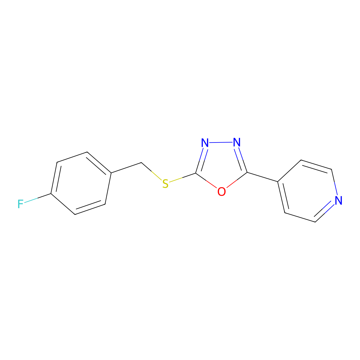4-{5-[(4-Fluorobenzyl)thio]-1,3,4-oxadiazol-2-yl}pyridine molecular structure, CAS 568561-40-0