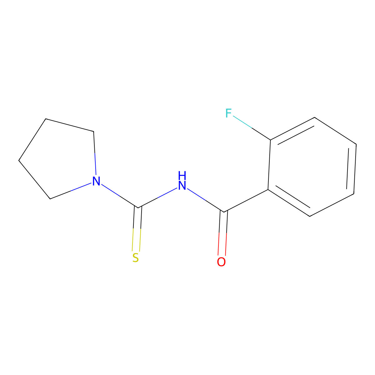 2-fluoro-N-(pyrrolidine-1-carbothioyl)benzamide molecular structure, CAS 568561-63-7