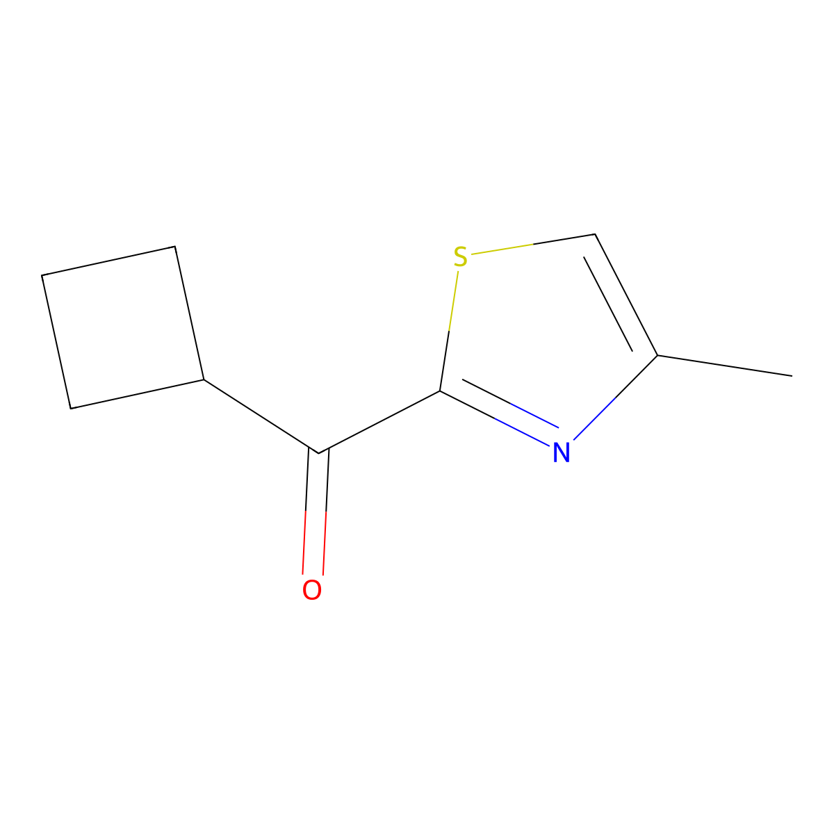 2-Cyclobutanecarbonyl-4-methyl-1,3-thiazole molecular structure, CAS 568564-20-5