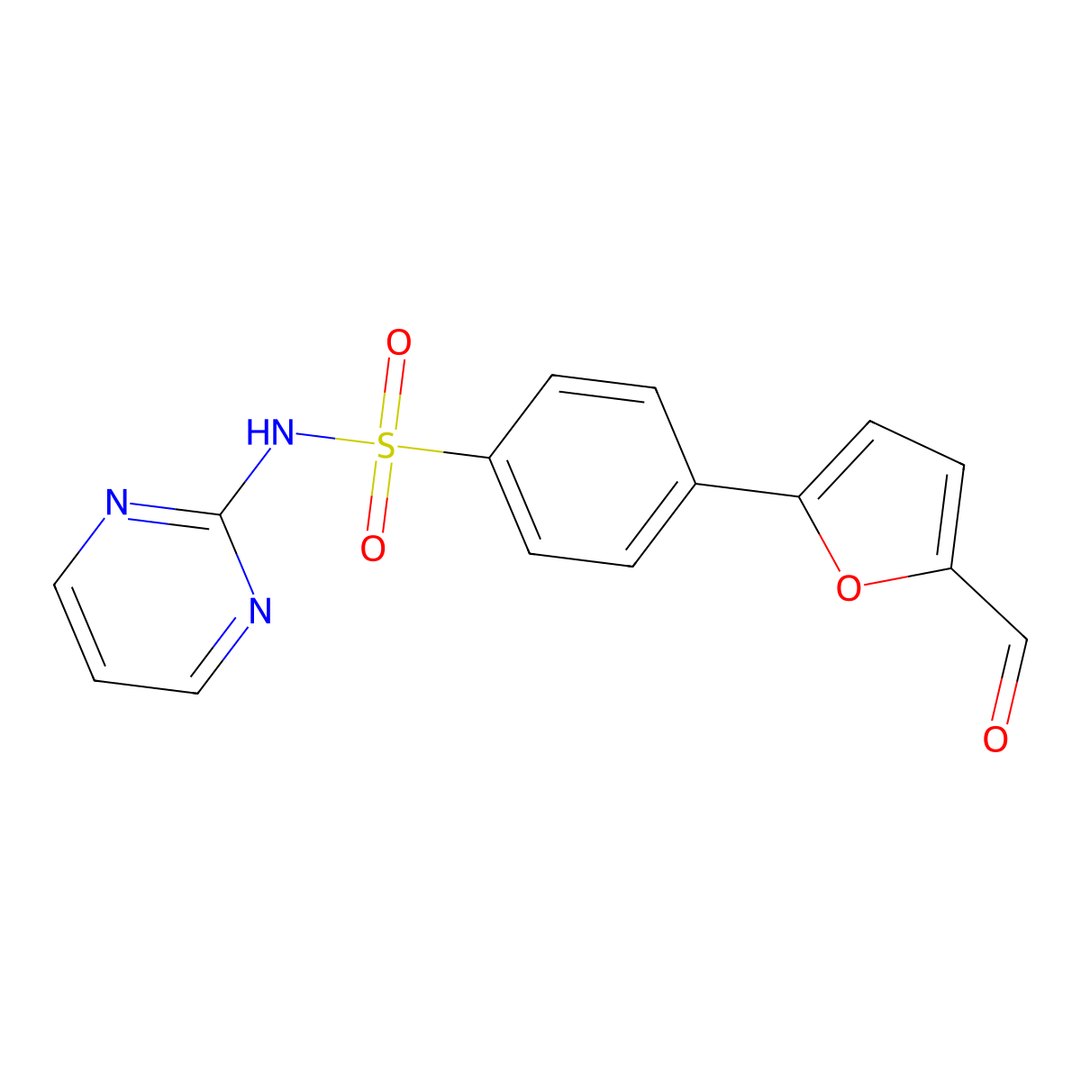 4-(5-formylfuran-2-yl)-N-(pyrimidin-2-yl)benzene-1-sulfonamide molecular structure, CAS 568566-39-2